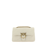 PINKO White Calf Leather Bos Taurus Shoulder Bag